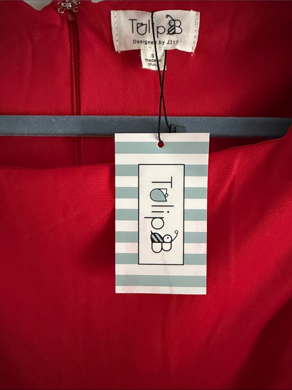 Tulip B Red Midi Sheath Dress with Square Neck small - Picture 3 of 5
